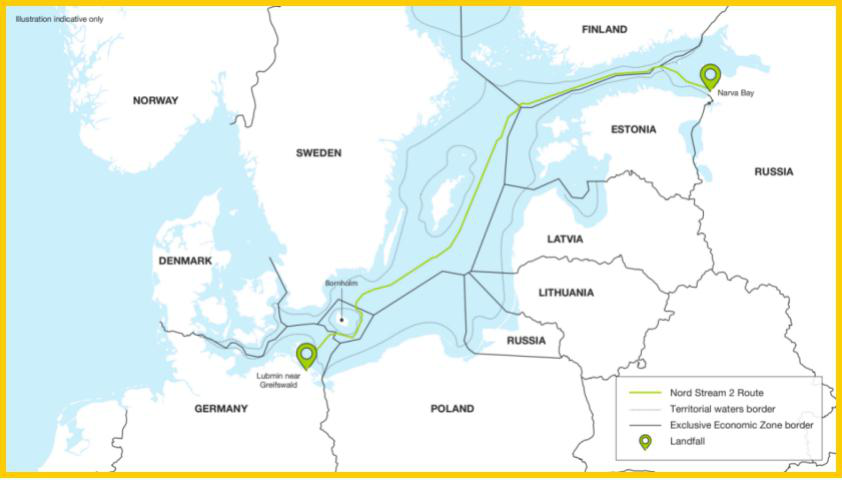 "北溪-2"天然气管道项目路线图与德国穆克兰港